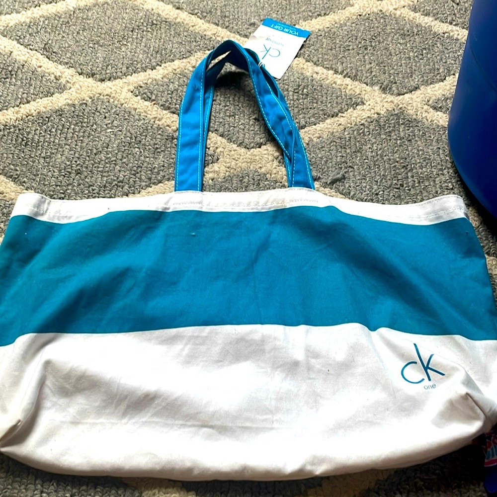 Blue and White Calvin Klein tote bag!